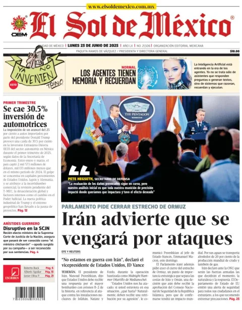 Portada de El Sol de Mexico