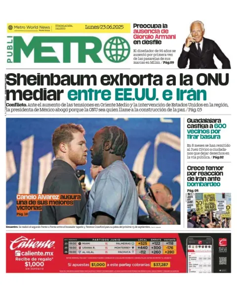 Portada de Publimetro Guadalajara del 2025-06-23