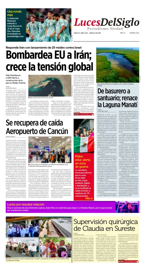 Portada de Luces del Siglo del lunes, 23 de junio de 2025