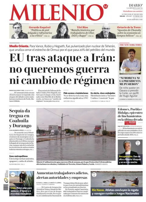 Portada de Milenio Laguna del lunes, 23 de junio de 2025