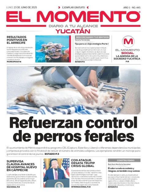 Portada de El Momento Yucatan del lunes, 23 de junio de 2025