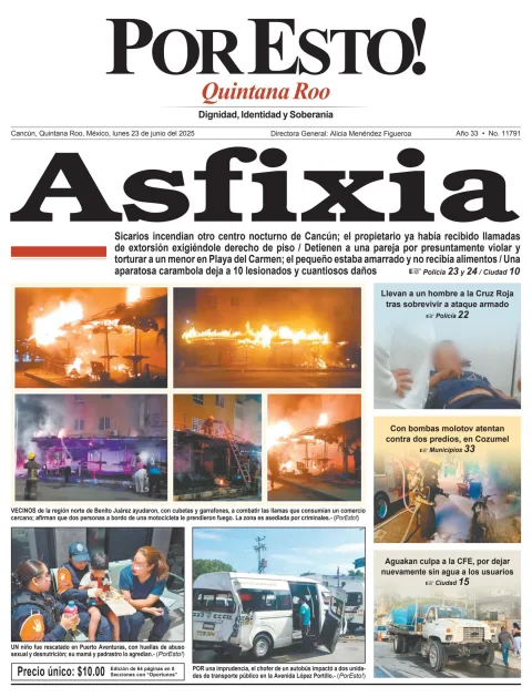 Portada de Por Esto (quintana Roo Cancun) del lunes, 23 de junio de 2025