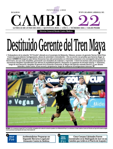 Portada de Diario Cambio 22 del 2025-06-23