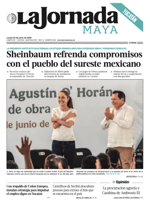 Portada de La Jornada Maya Yucatán del lunes, 23 de junio de 2025