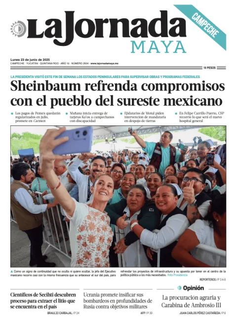 Portada de La Jornada Maya Campeche del lunes, 23 de junio de 2025