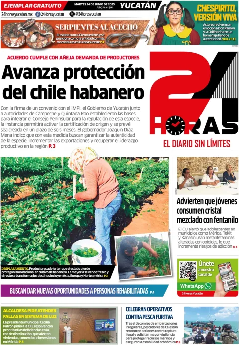 Portada de 24 Horas Yucatan