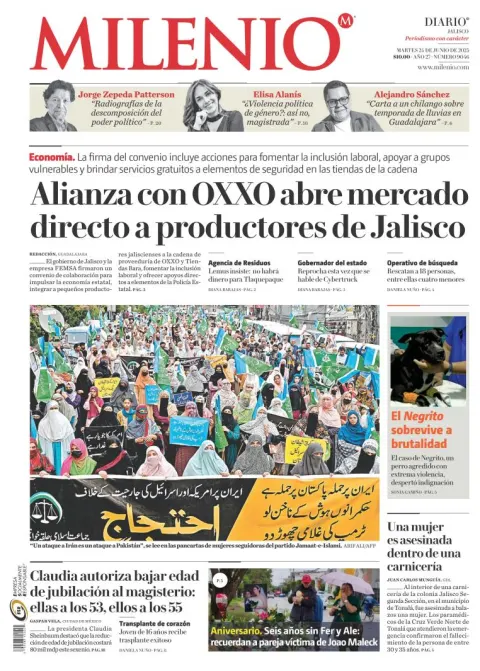 Portada de Milenio Jalisco del martes, 24 de junio de 2025