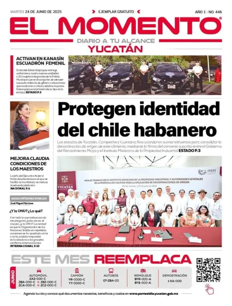Portada de El Momento Yucatan del martes, 24 de junio de 2025