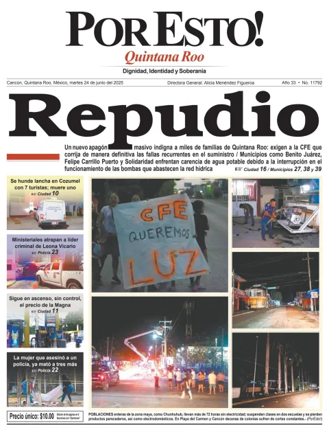 Portada de Por Esto (quintana Roo Cancun) del martes, 24 de junio de 2025