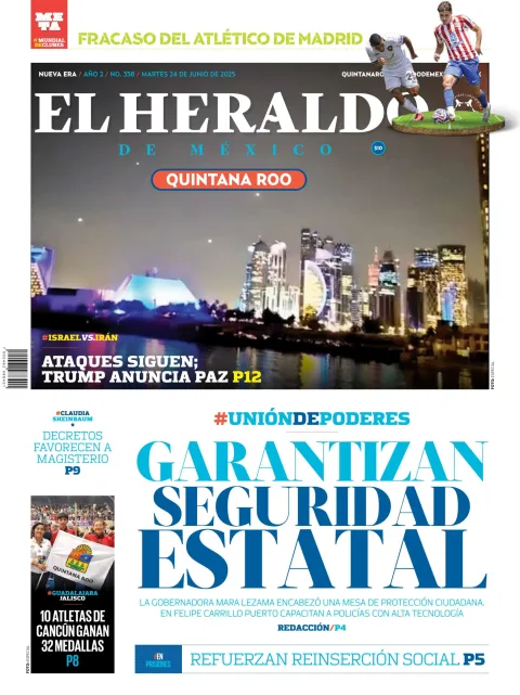 Portada de El Heraldo de Mexico - Quintana Roo del martes, 24 de junio de 2025