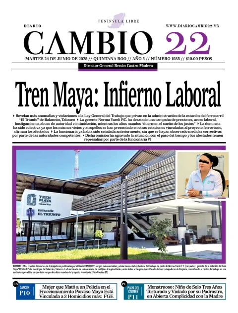 Portada de Diario Cambio 22 del 2025-06-24