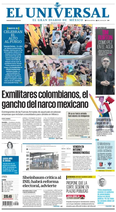 Portada de El Universal
