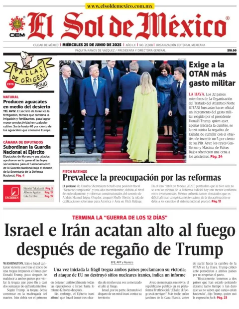 Portada de El Sol de Mexico