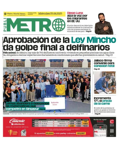 Portada de Publimetro Guadalajara del 2025-06-25