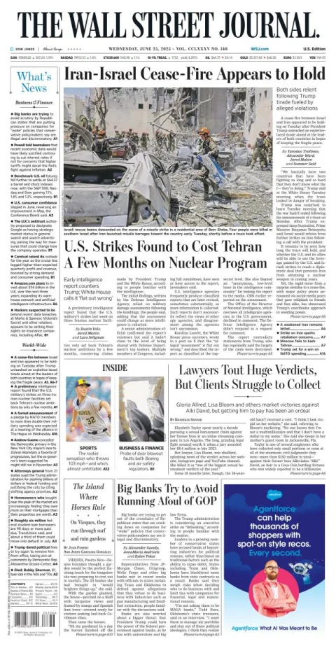 Portada de The Wall Street Journal
