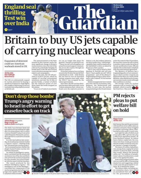 Portada de The Guardian (reino Unido)