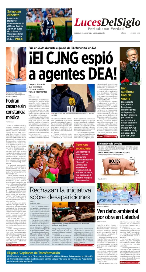 Portada de Luces del Siglo del miércoles, 25 de junio de 2025