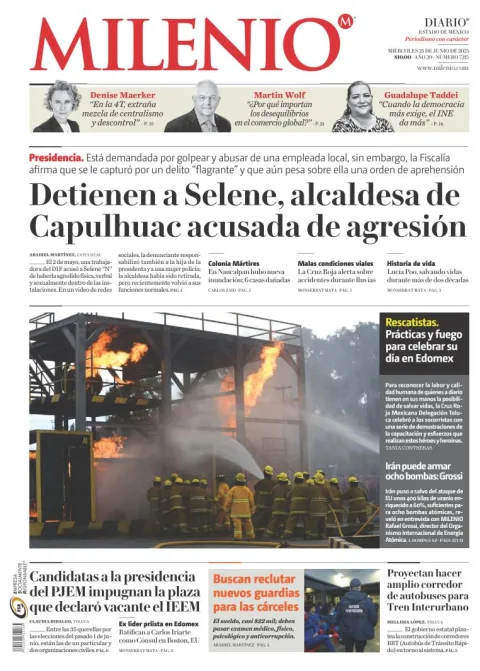 Portada de Milenio Edo de Mexico del miércoles, 25 de junio de 2025