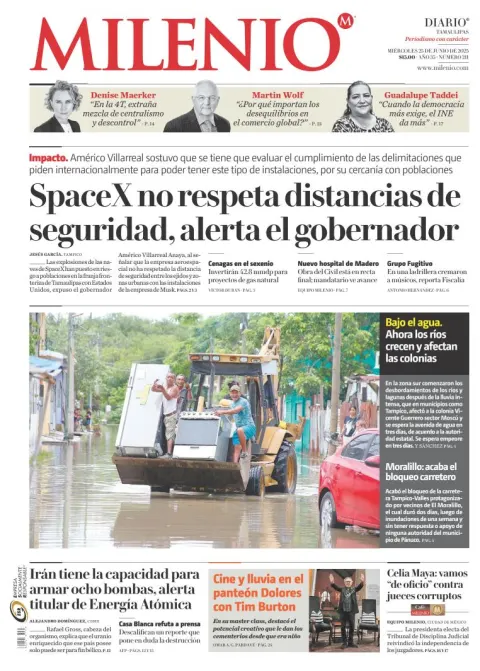 Portada de Milenio Tamaulipas del miércoles, 25 de junio de 2025