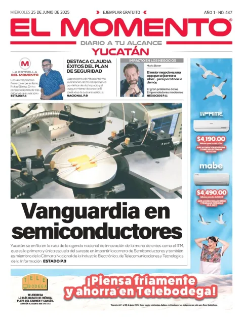 Portada de El Momento Yucatan del miércoles, 25 de junio de 2025
