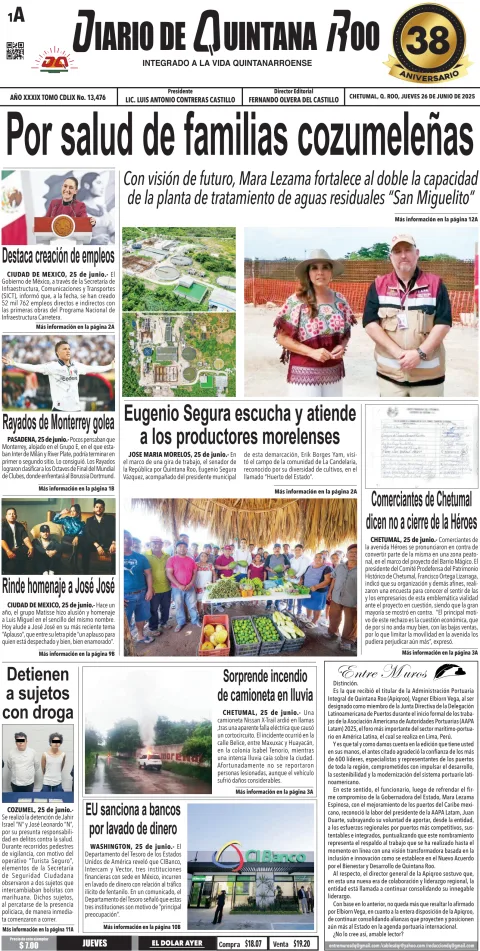 Portada de Diario de Quintana Roo (portada)