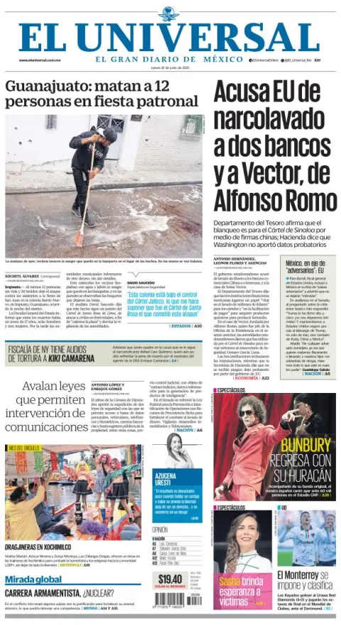 Portada de El Universal