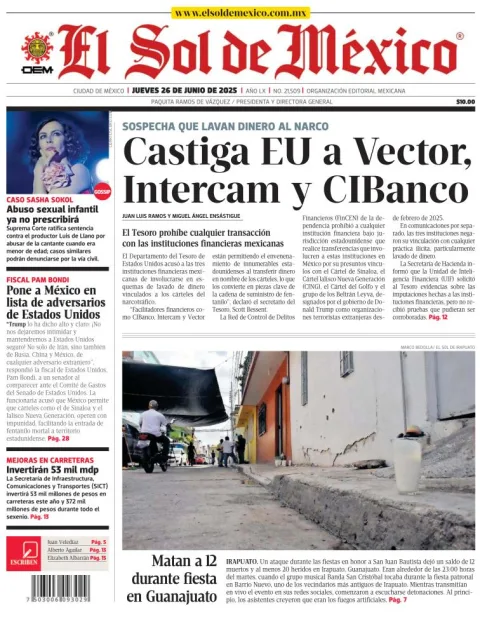 Portada de El Sol de Mexico
