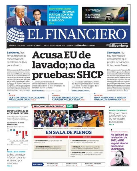 Portada de El Financiero