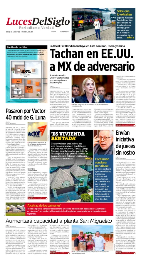 Portada de Luces del Siglo del jueves, 26 de junio de 2025