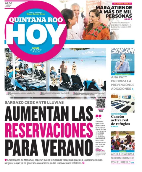 Portada de Quintana Roo Hoy del jueves, 26 de junio de 2025