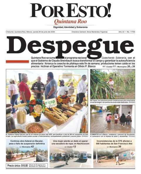 Portada de Por Esto (quintana Roo Chetumal) del jueves, 26 de junio de 2025