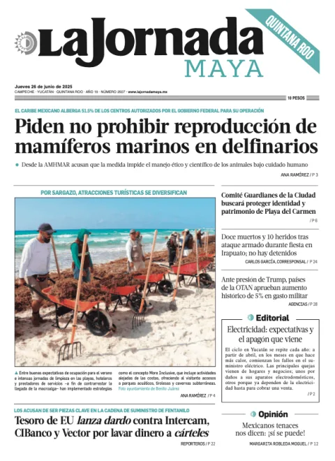 Portada de La Jornada Maya Quintana Roo del jueves, 26 de junio de 2025