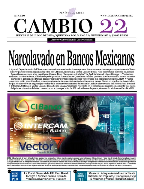 Portada de Diario Cambio 22 del 2025-06-26