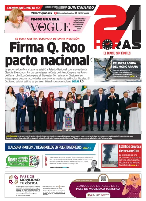 Portada de 24 Horas Quintana Roo