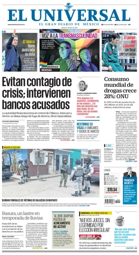 Portada de El Universal