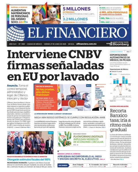 Portada de El Financiero