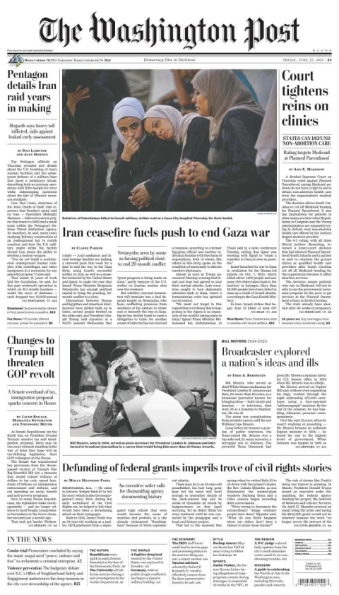 Portada de The Washington Post del viernes, 27 de junio de 2025