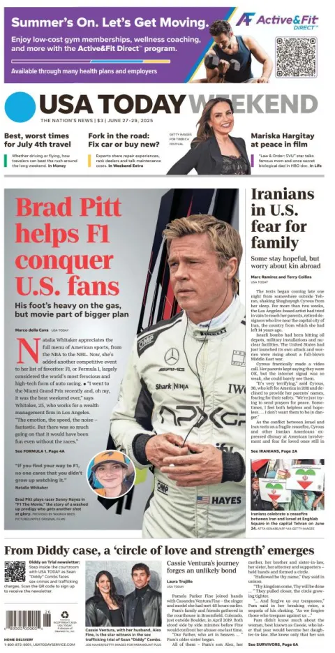 Portada de Usa Today del viernes, 27 de junio de 2025