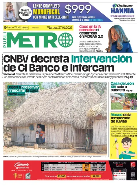 Portada de Publimetro Merida del viernes, 27 de junio de 2025