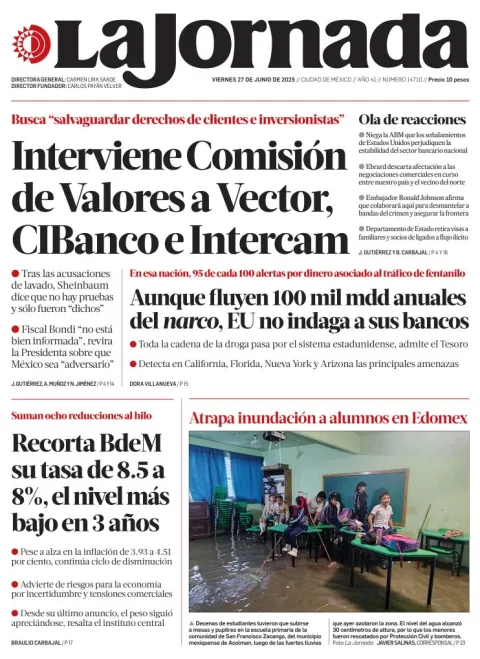 Portada de La Jornada del viernes, 27 de junio de 2025