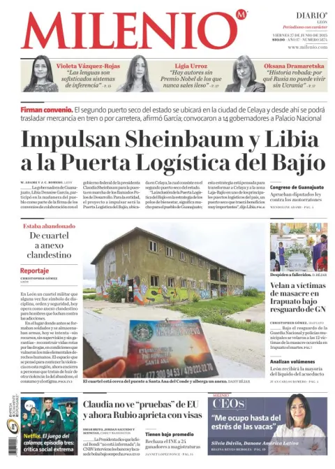 Portada de Milenio Leon del viernes, 27 de junio de 2025