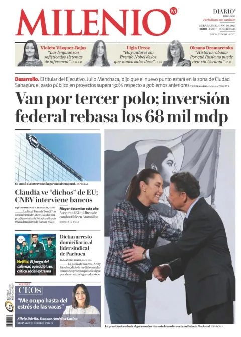 Portada de Milenio Hidalgo del viernes, 27 de junio de 2025