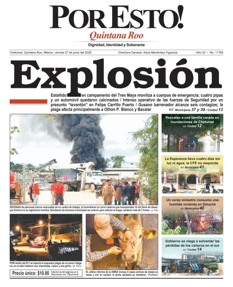 Portada de Por Esto (quintana Roo Chetumal) del viernes, 27 de junio de 2025