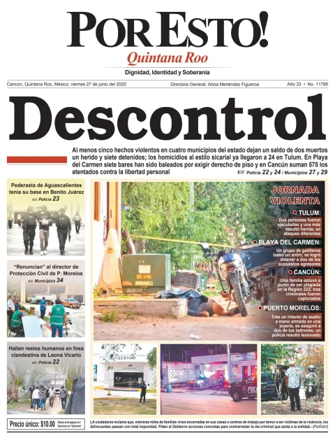 Portada de Por Esto (quintana Roo Cancun) del viernes, 27 de junio de 2025