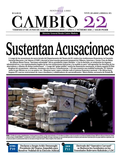 Portada de Diario Cambio 22 del 2025-06-27