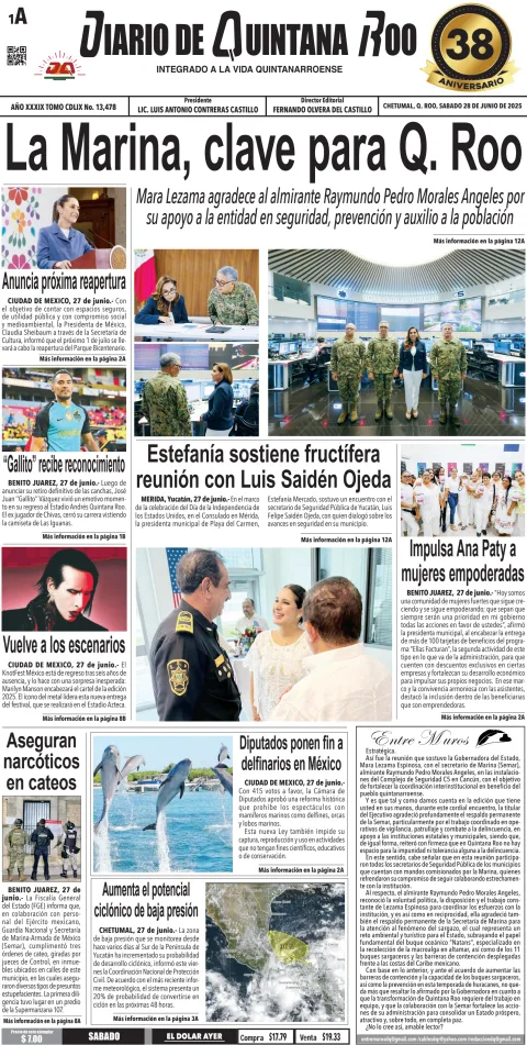 Portada de Diario de Quintana Roo (portada)