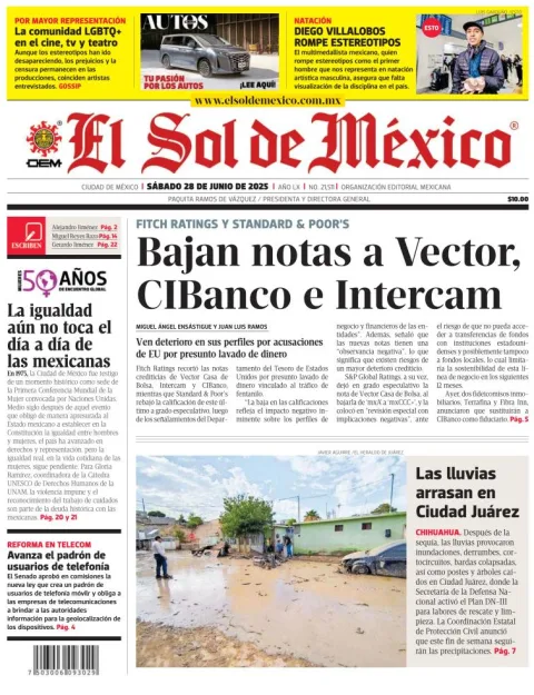 Portada de El Sol de Mexico