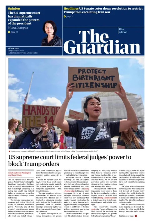 Portada de The Guardian (usa)