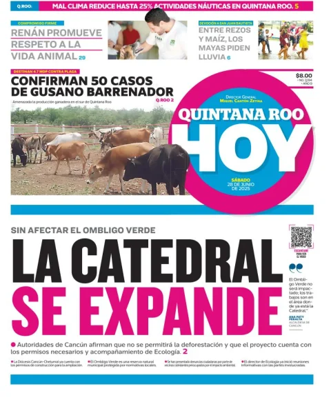 Portada de Quintana Roo Hoy del sábado, 28 de junio de 2025