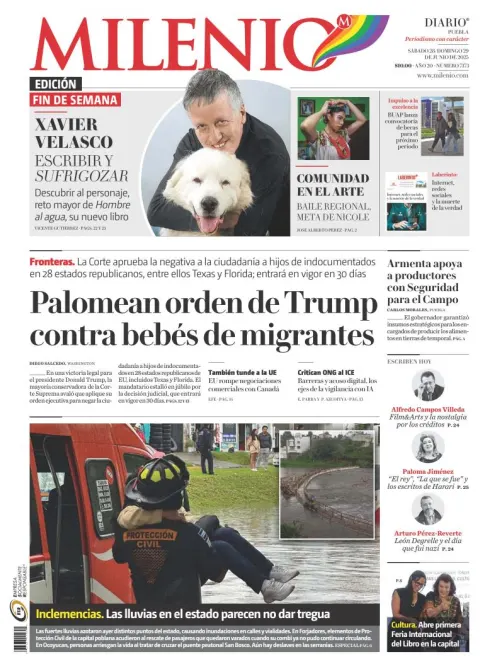 Portada de Milenio Puebla del sábado, 28 de junio de 2025